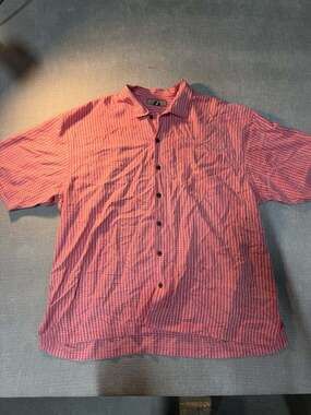 Tommy Bahama Mens Short Sleeve Button Down Shirt Red and White Checkered